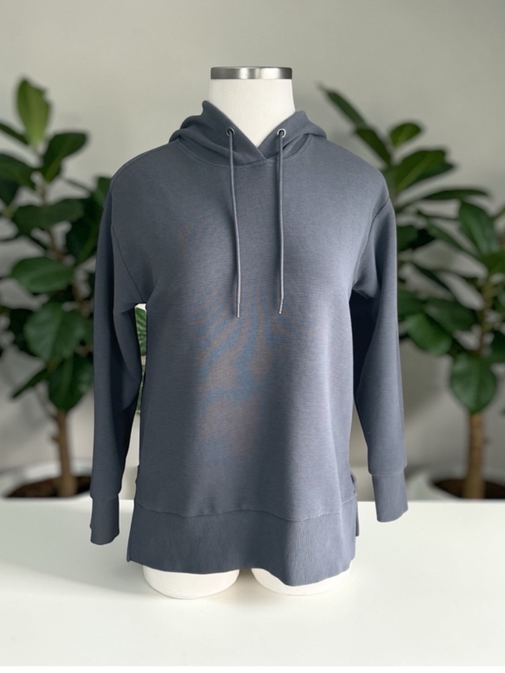 Maurices Grey Ribbed Lightweight Hoodie